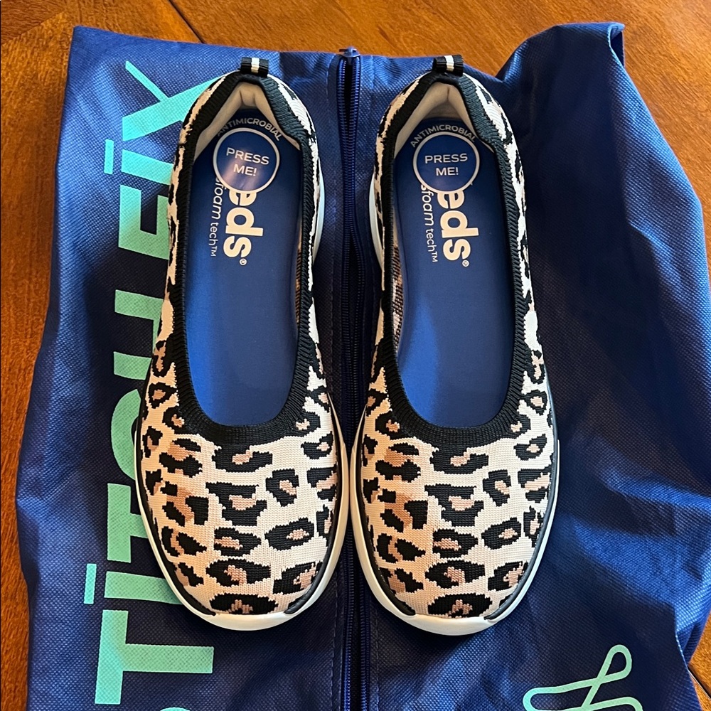 Keds Black and White Leopard Slip-Ons